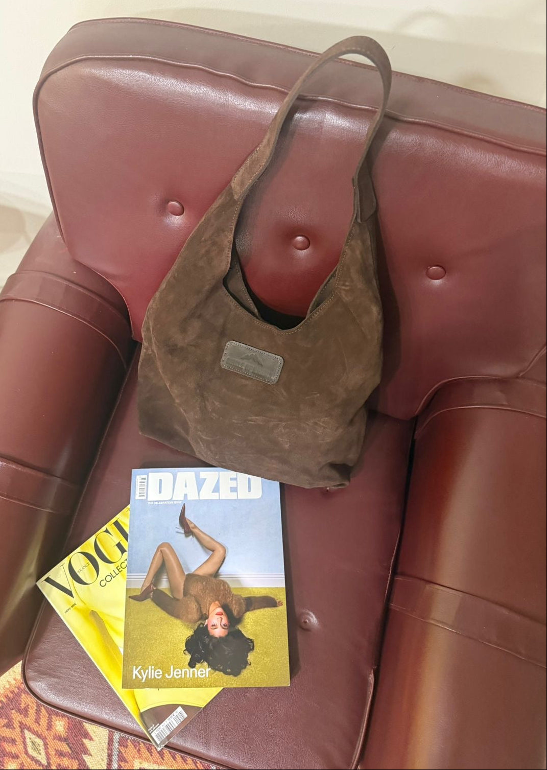 SHOULDER SUEDE BAG BROWN