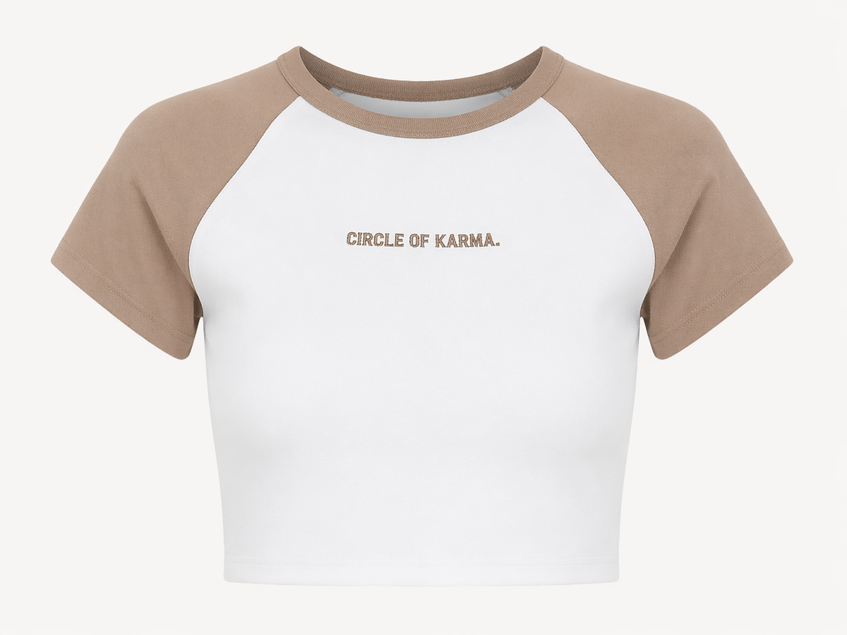 Crop top white & brown