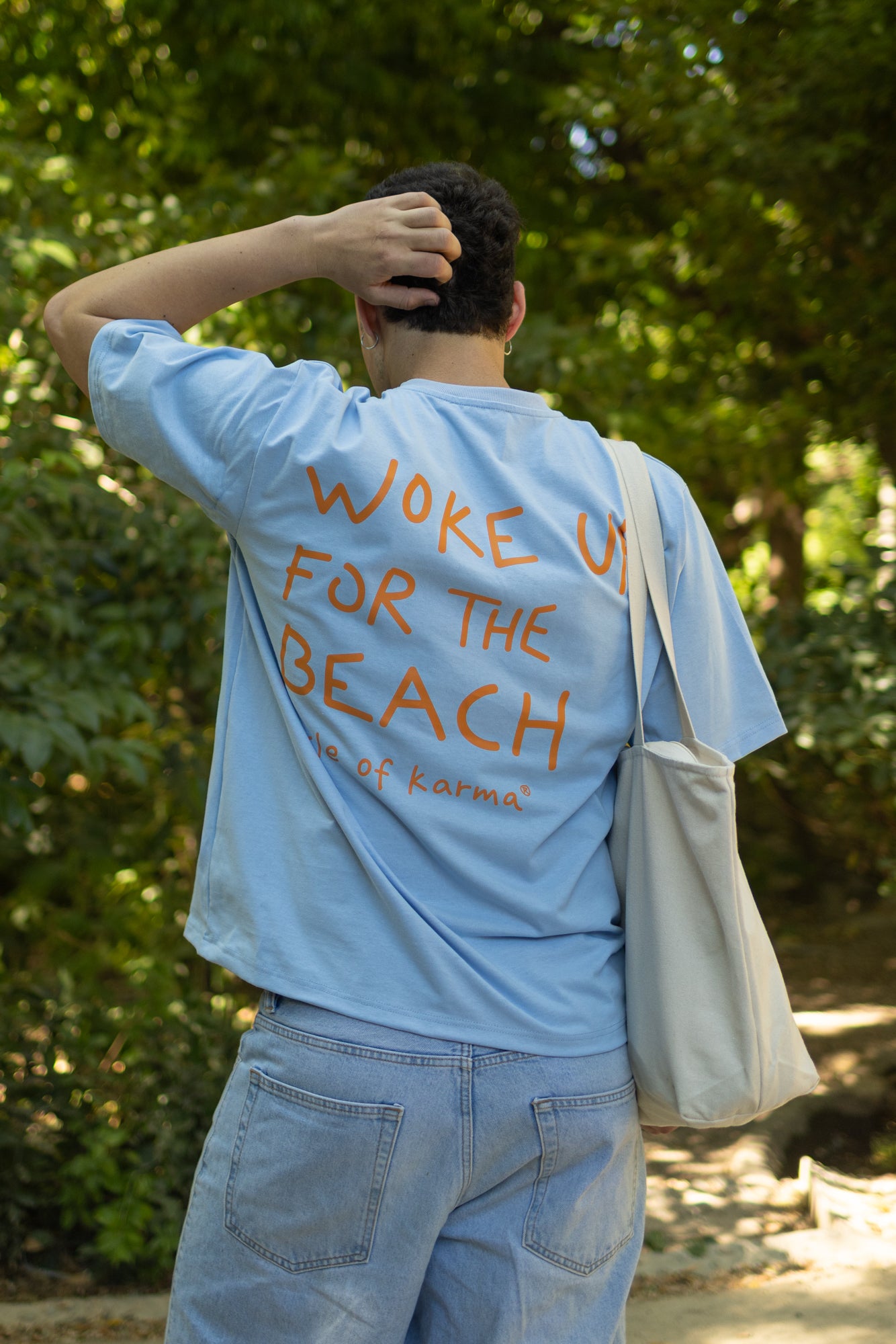 Woke up for the beach blue t-shirt