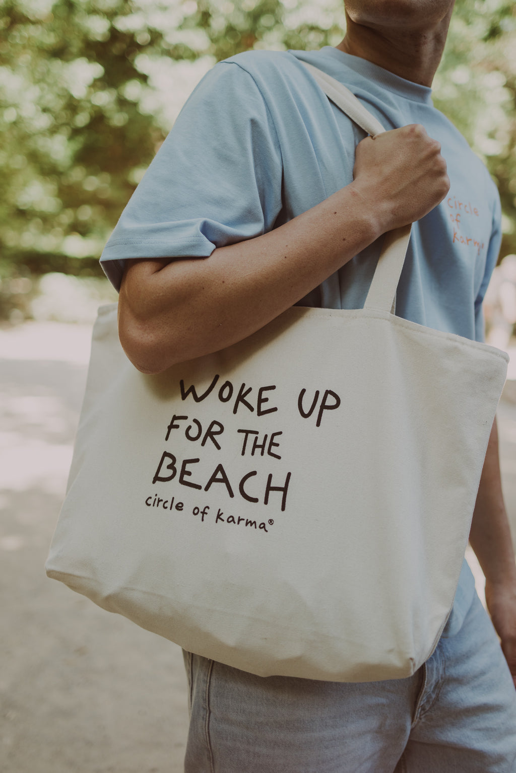 Woke up for the beach tote bag