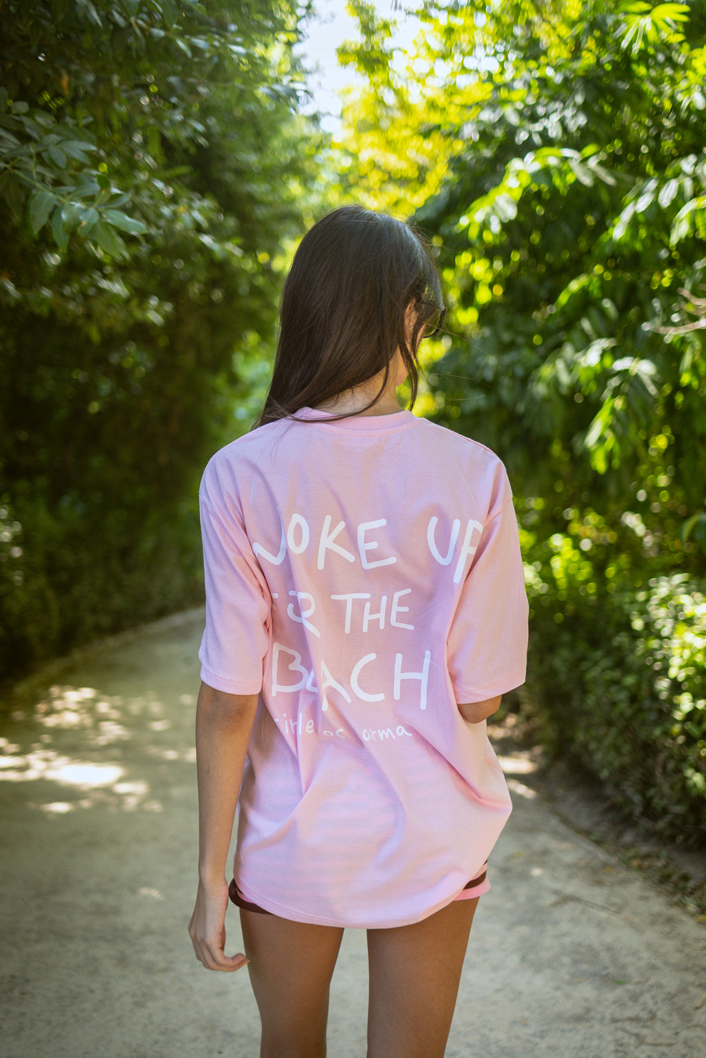 Woke up for the beach pink t-shirt