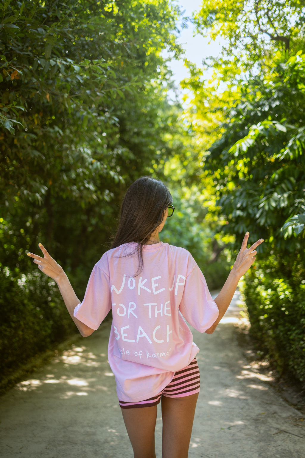 Woke up for the beach pink t-shirt