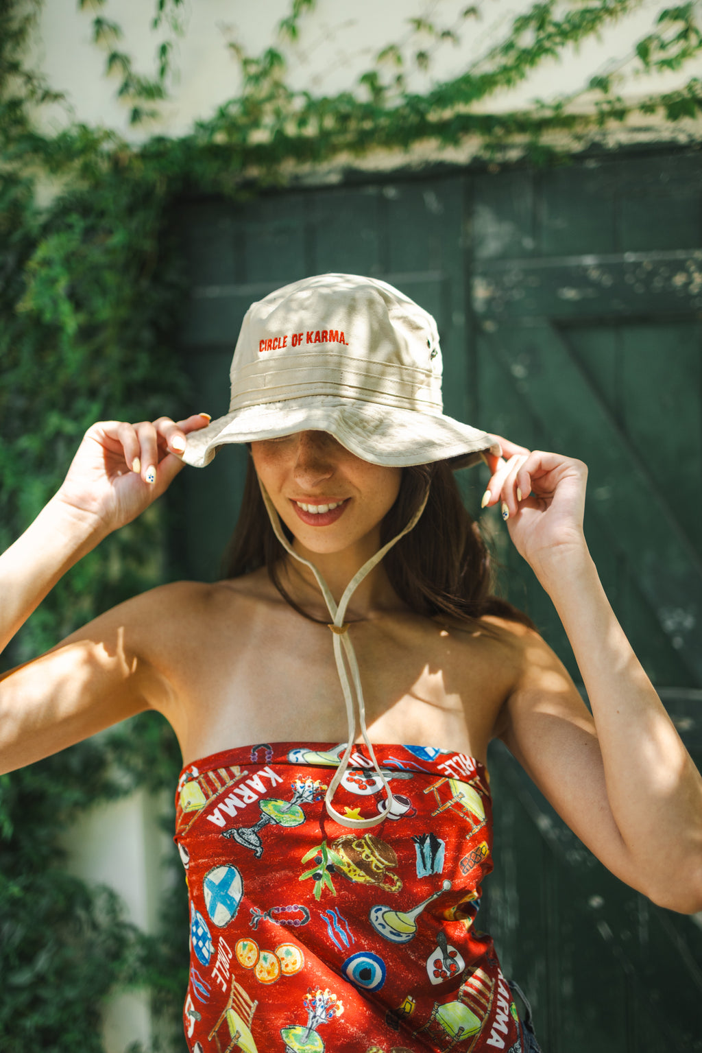 Bucket hat heart beige