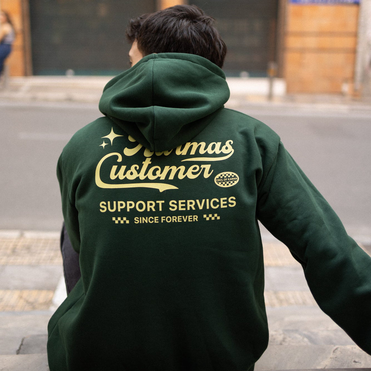 Karmas customer hoodie