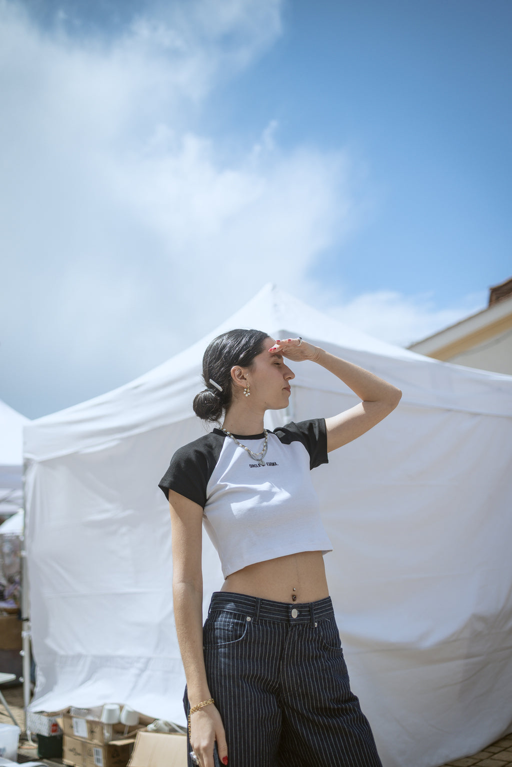 Crop top black & white