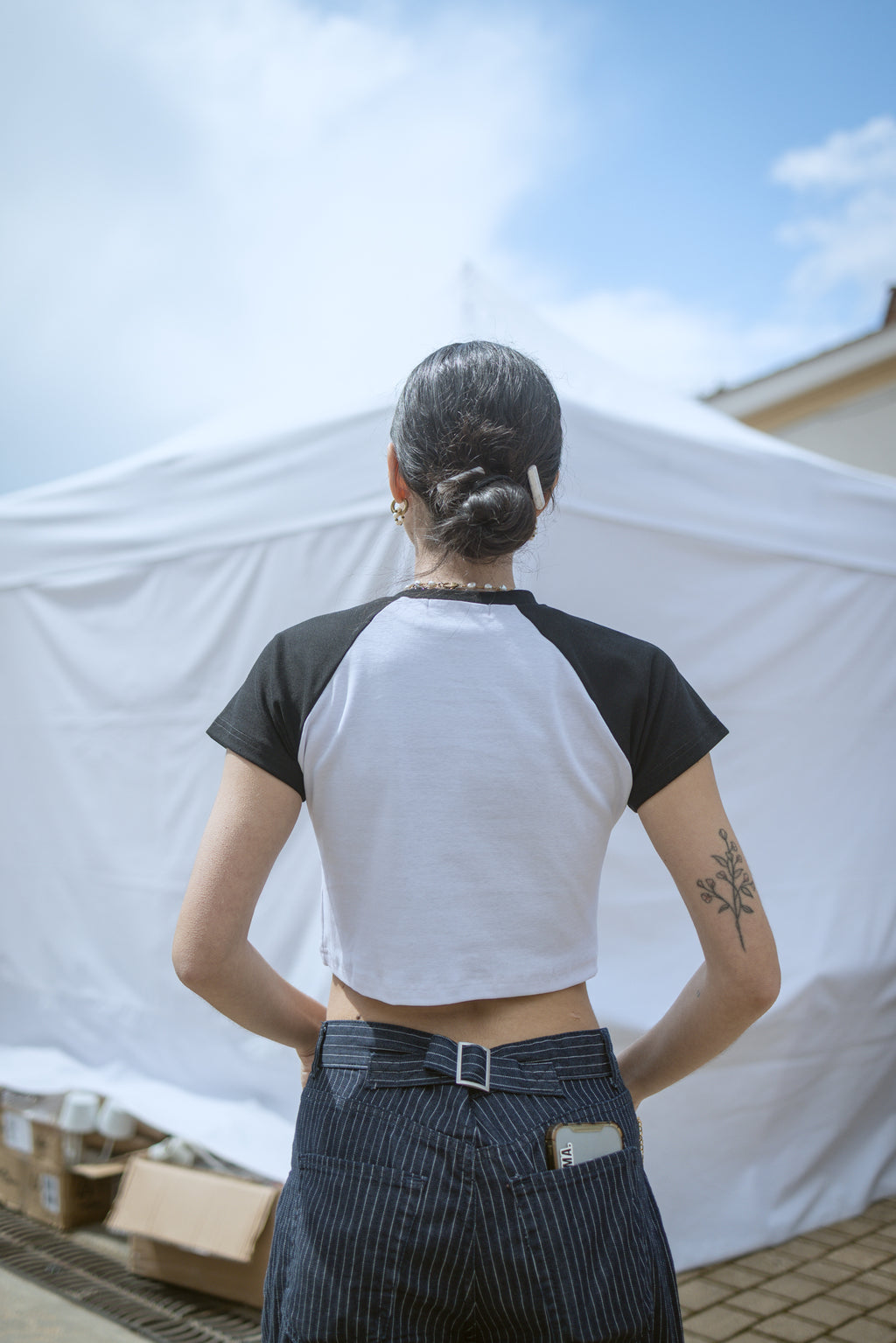 Crop top black & white