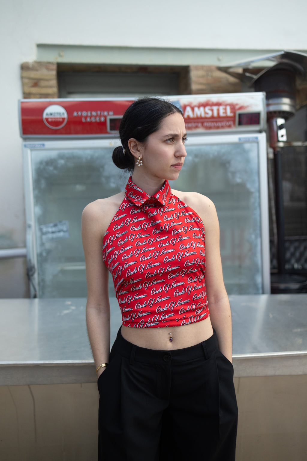 Allover red top