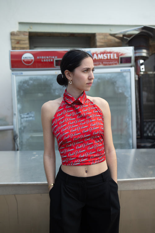 Allover red top