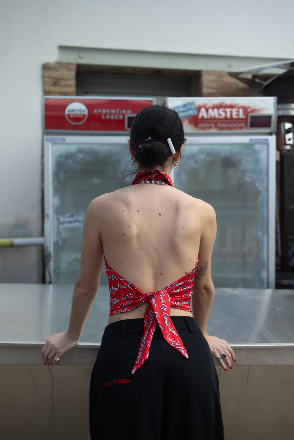 Allover red top