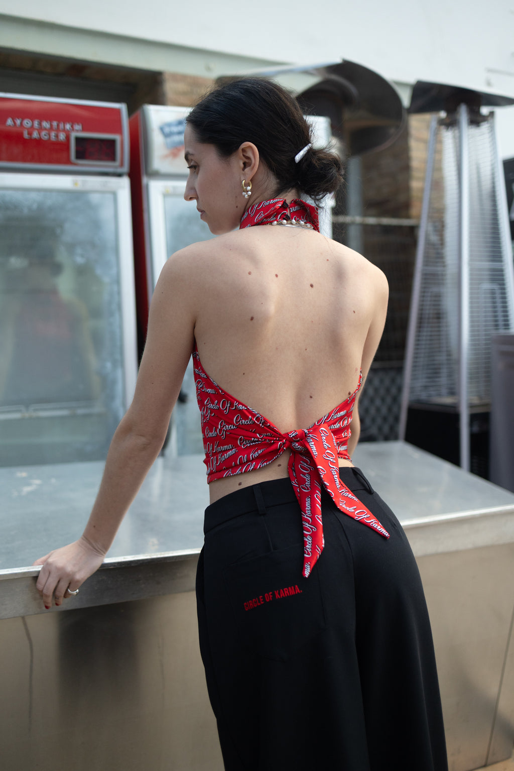 Allover red top