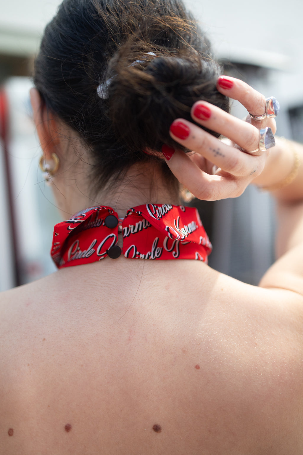 Allover red top
