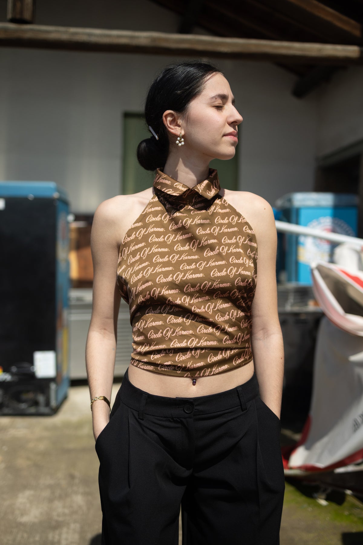 Allover brown top