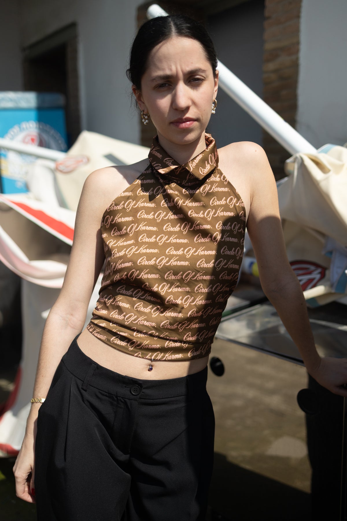 Allover brown top