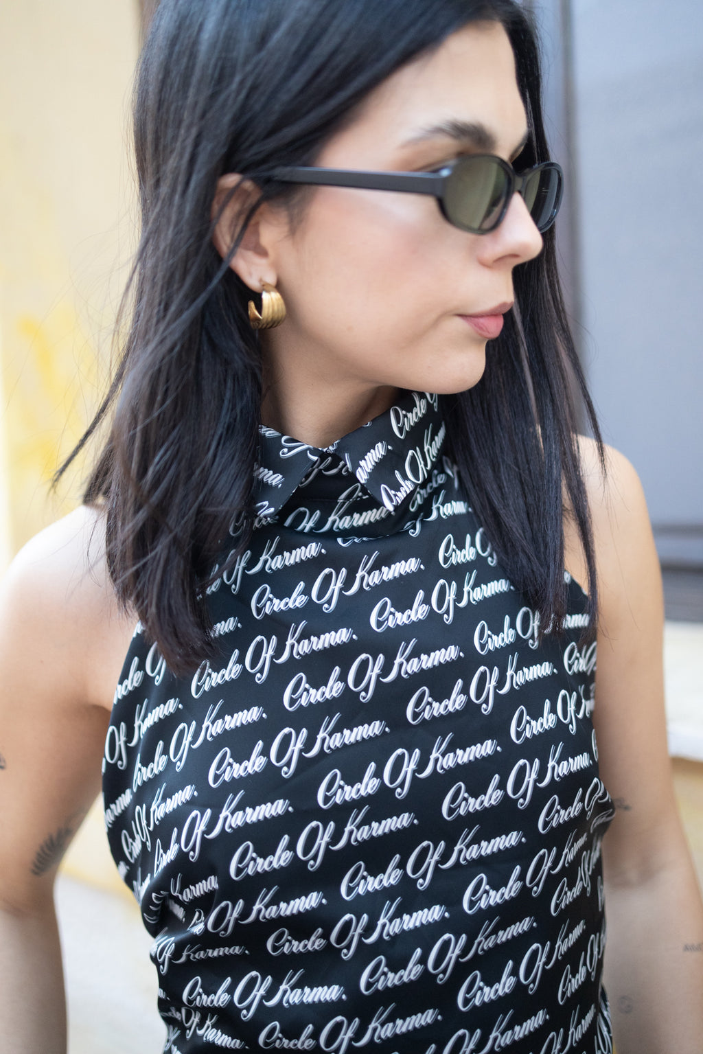 Allover black top
